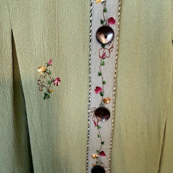 Vintage Hand Painted Papy Boez Midi Dress Sz S/M 90’s, Cottagecore - Picture 6 of 12